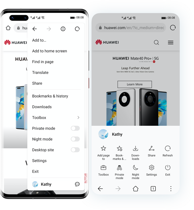 Huawei Browser-layout setting