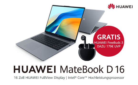 HUAWEI x o2 MateBook D16 Bundle mit HUAWEI FreeBuds 3