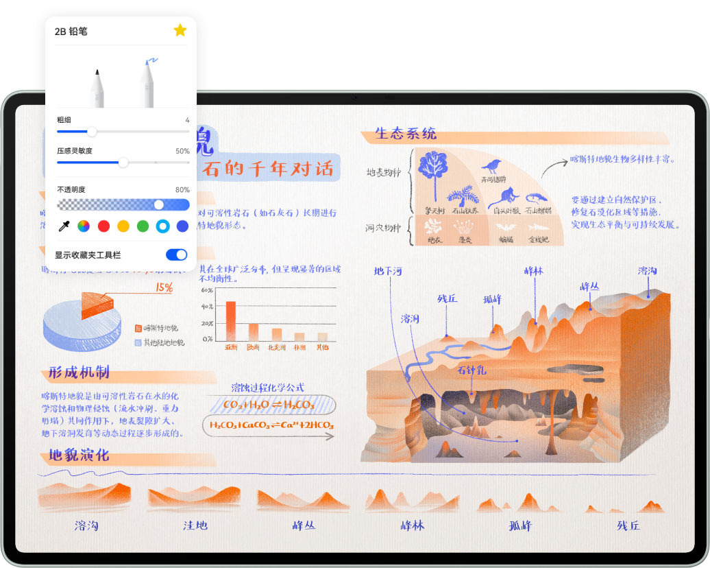 华为笔记页面多种笔触，展示了笔刷专业与丰富
