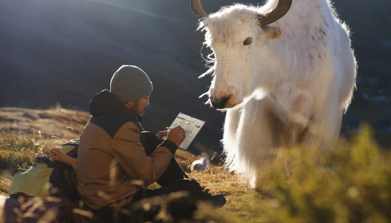 用户在旅行中使用华为笔记做手帐