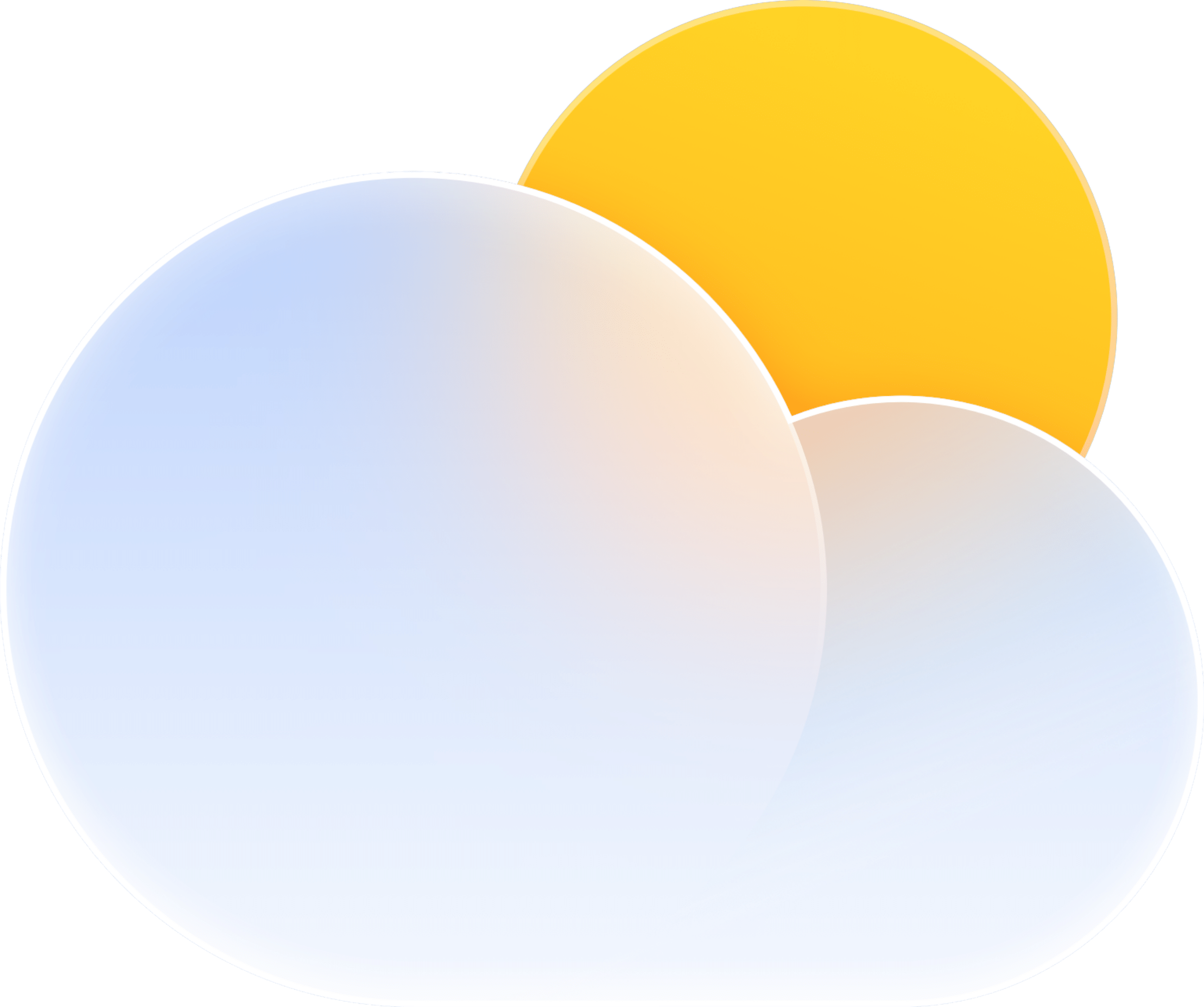 华为天气 APP 多云图标背景,文案描述出华为天气全球 100+ 气象数据源整合的精准预测能力