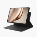 HUAWEI MatePad Mini 装配智能皮套的整体展示图，展现悬浮支撑形态