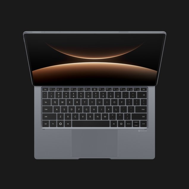 深空灰华为星跃悬浮键盘（适用于 HUAWEI MatePad Edge）俯视图与侧视图