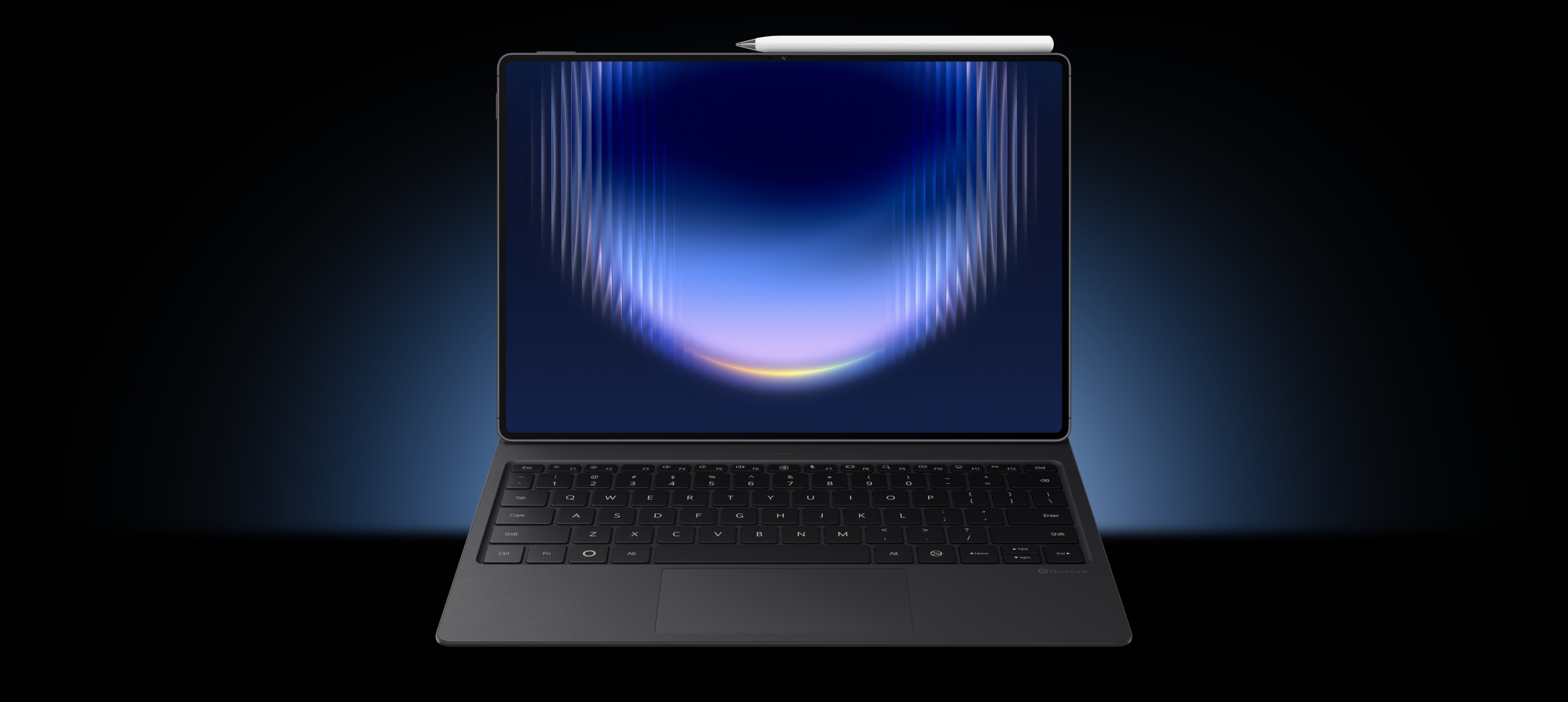 华为星跃键盘适用于 HUAWEI MatePad Pro Max 正面图，展示了一步开合设计
