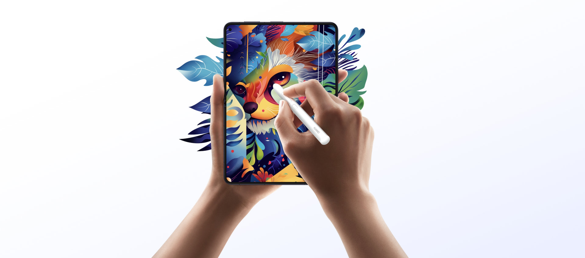 HUAWEI M-Pen 3 Mini 在平板上丝滑写画，展示了超细柔性笔尖