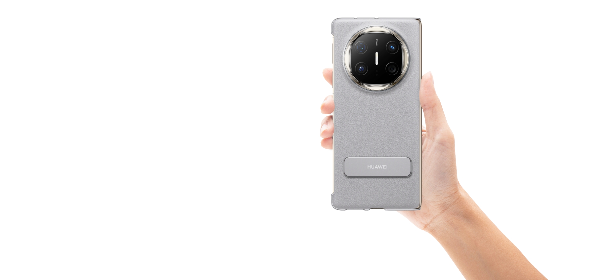 HUAWEI Mate X6 rotating stand protective case product image, holding the red back view