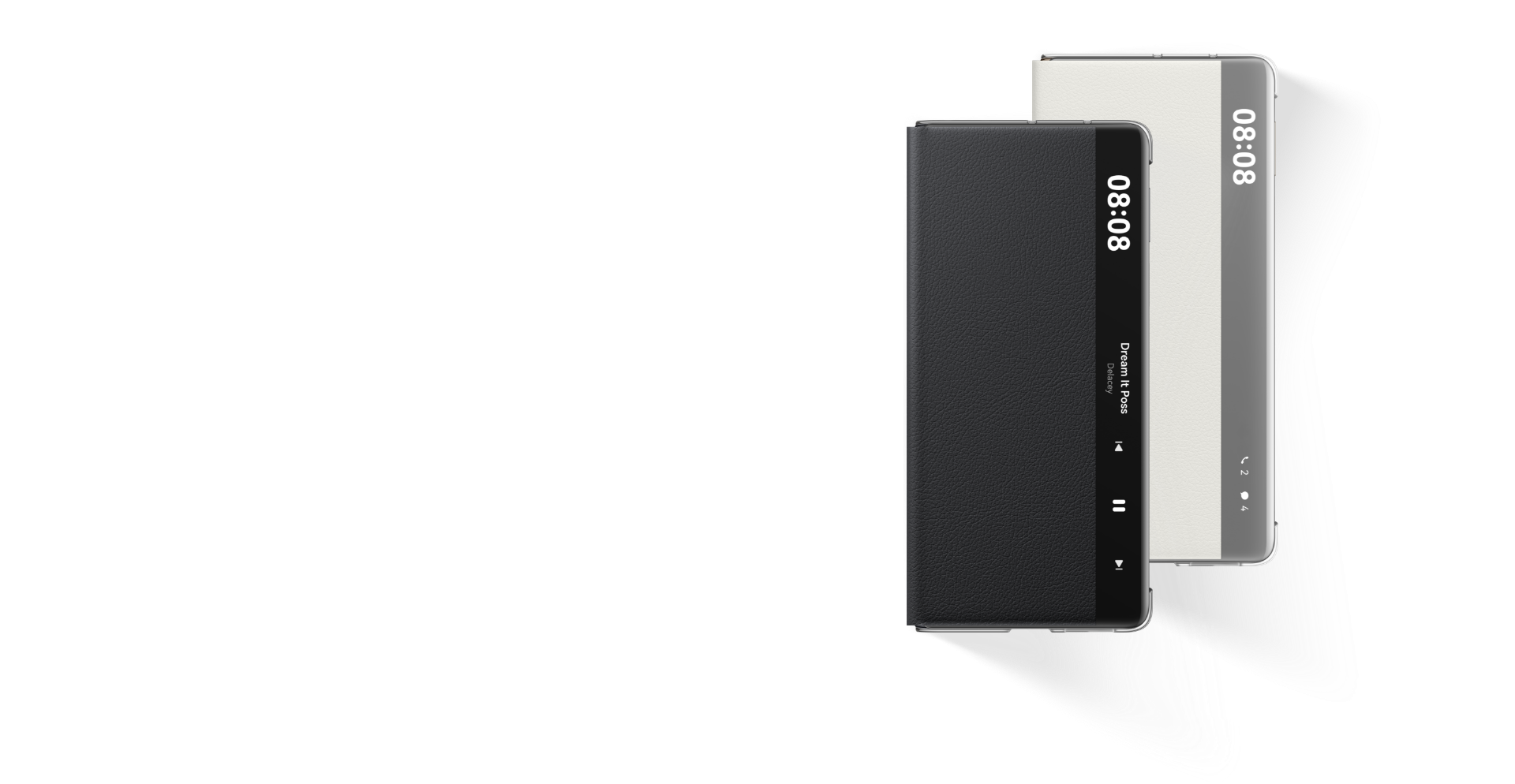 HUAWEI Mate X6 智能视窗旋转支架保护套 产品图，黑白两个颜色，正面正视图