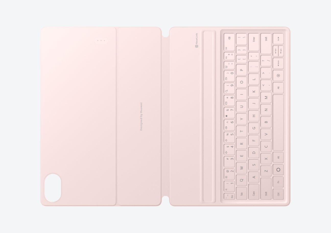 华为智能磁吸键盘（适用于 HUAWEI MatePad Air）展示三种颜色，樱语粉
