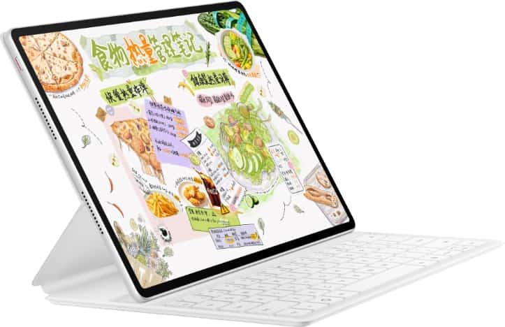 华为智能磁吸键盘（适用于 HUAWEI MatePad Air）展示侧面角度，平板和键盘连接功能