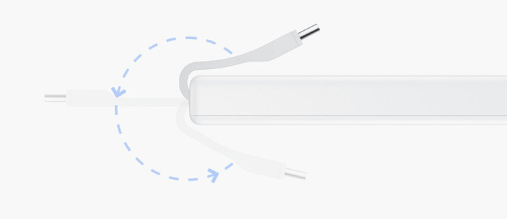 展示了华为自带线全能充移动电源（66W 12000）自带线拉取与收纳