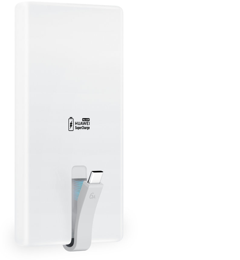 展示了华为自带线全能充移动电源（66W 12000）自带线的磁吸收纳