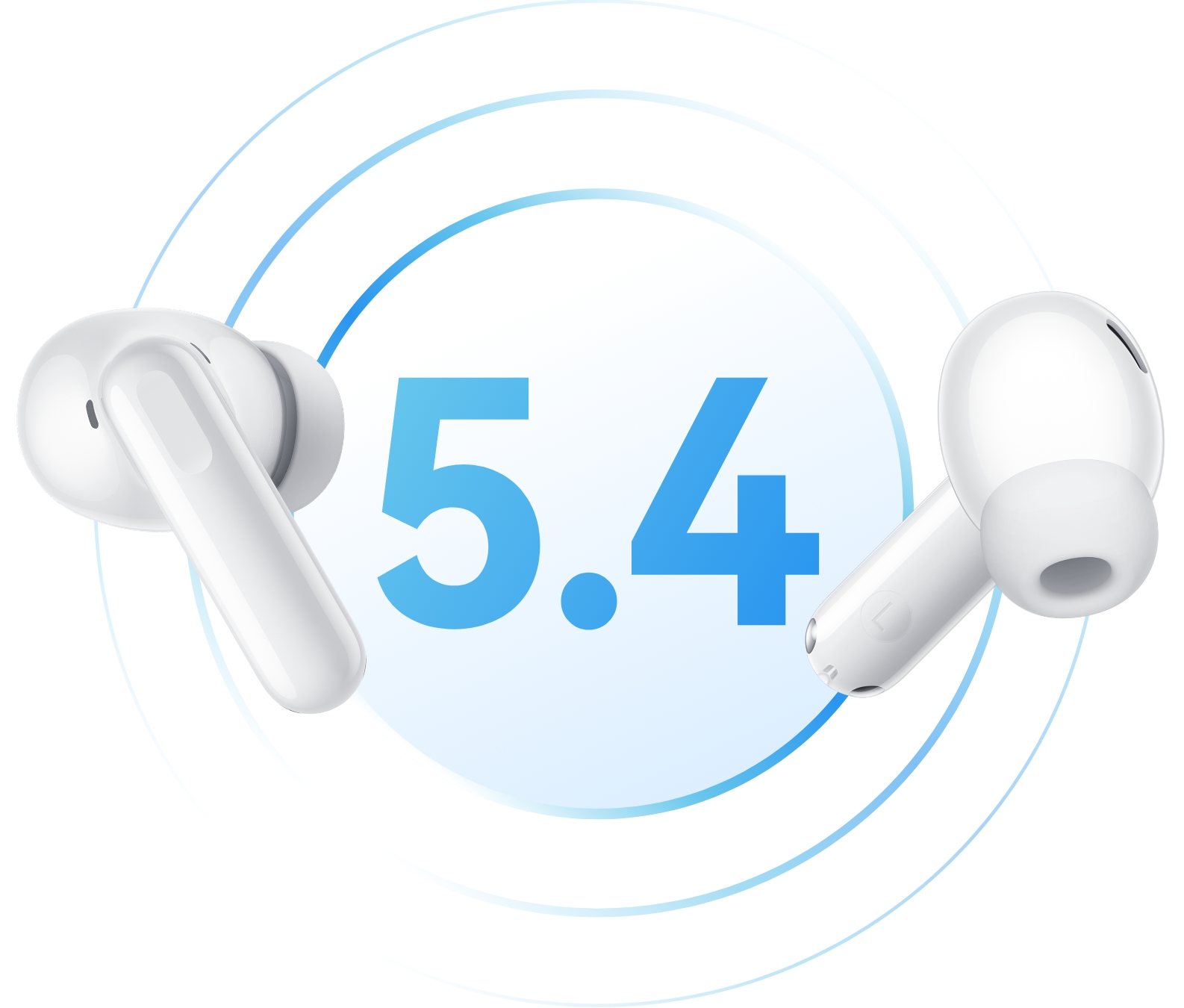 展示 HUAWEI FREEBUDS SE 4 ANC 两只耳机，表达蓝牙技术 5.4