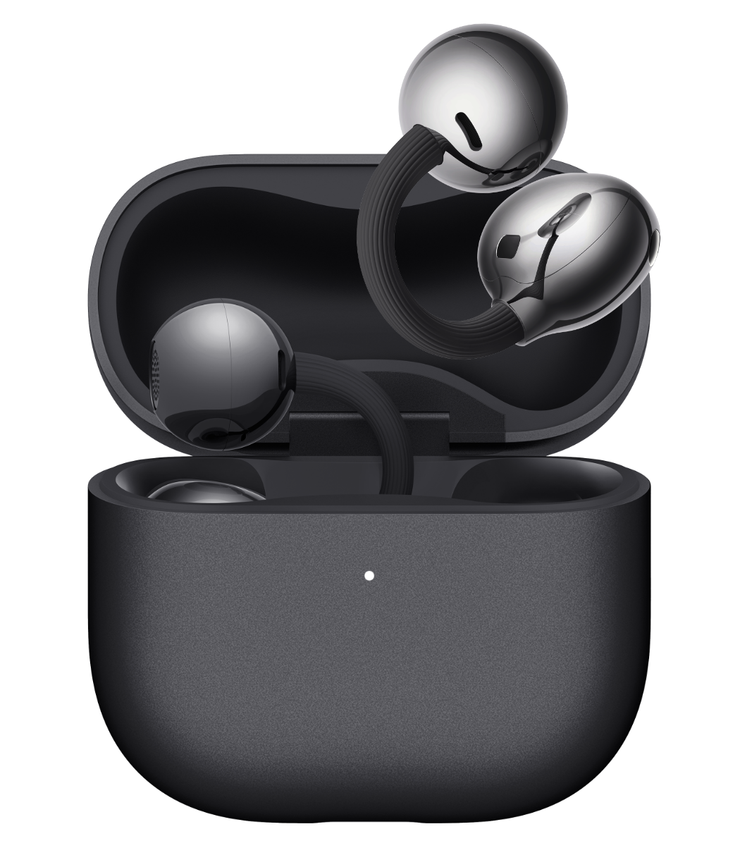 HUAWEI FreeClip 2 耳夹耳机摩登黑耳机正面图，展示耳机的颜色