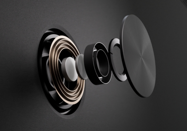 华为 Vision 智慧屏 5 Pro 独立低音单元细节展示。