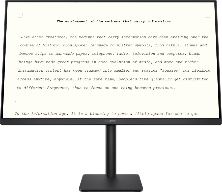 HUAWEI MateView SE 界面图，展示了电子书模式