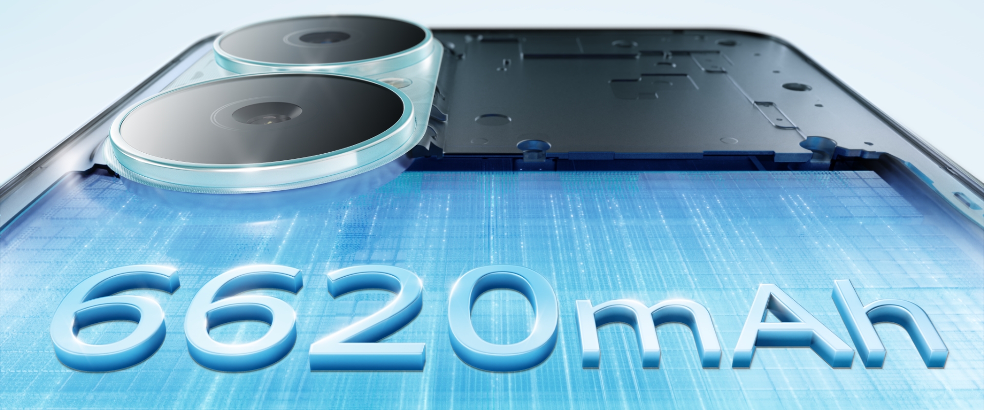 华为手机畅享 80 6620 mAh 电池结构图，展示华为巨鲸电池续航力