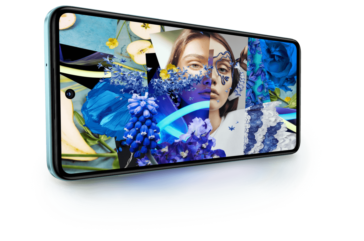 华为畅享 80 屏幕呈现色彩绚丽的画面，配合 6.7 英寸的字样，展示大屏看得舒适的特点