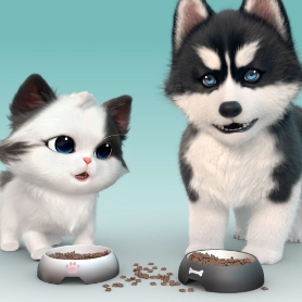 零度白 HUAWEI nova Flip S 的外屏展示可爱萌宠主题