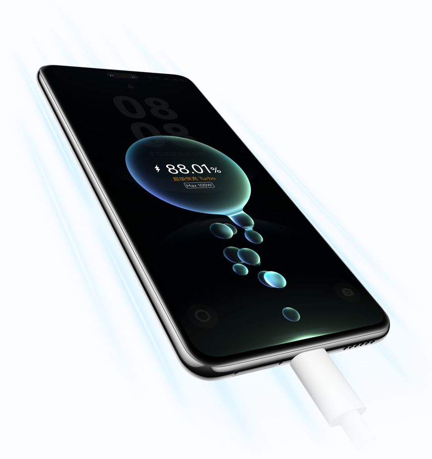 HUAWEI nova 14 Pro 充电界面,展示100 W 智能快充 Turbo