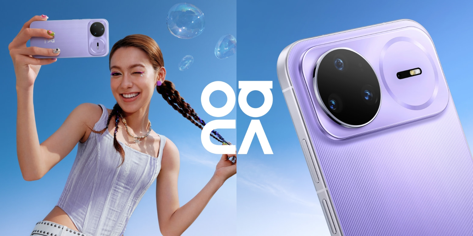 模特拿着紫色 HUAWEI nova 15 Pro