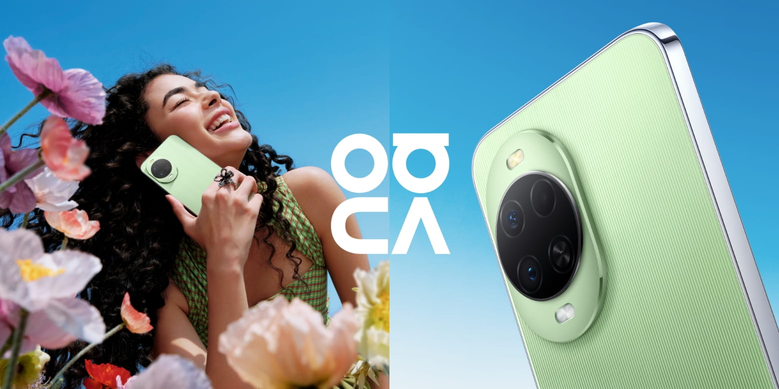 模特拿着绿色 HUAWEI nova 15