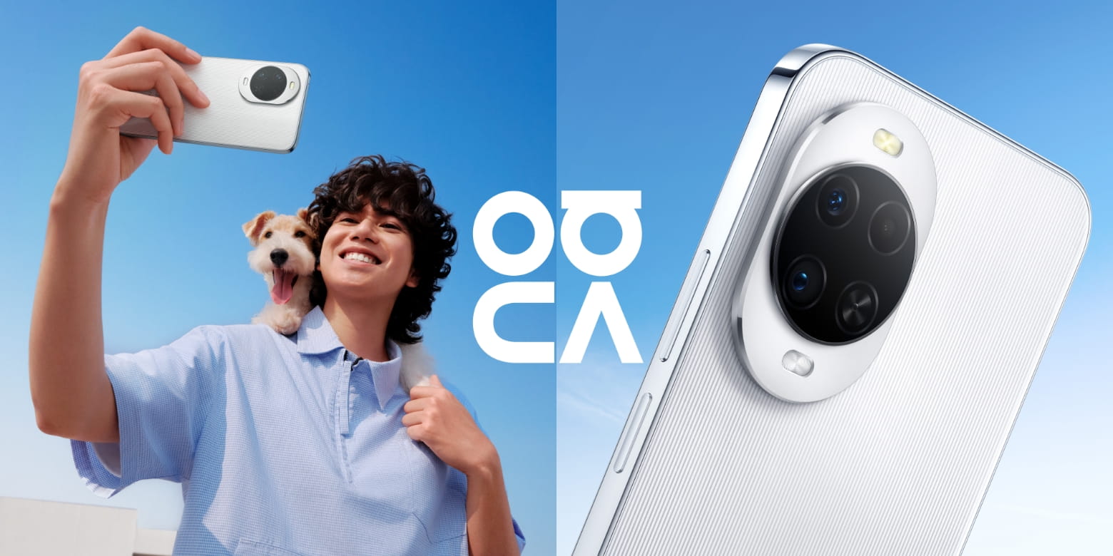 模特拿着白色 HUAWEI nova 15