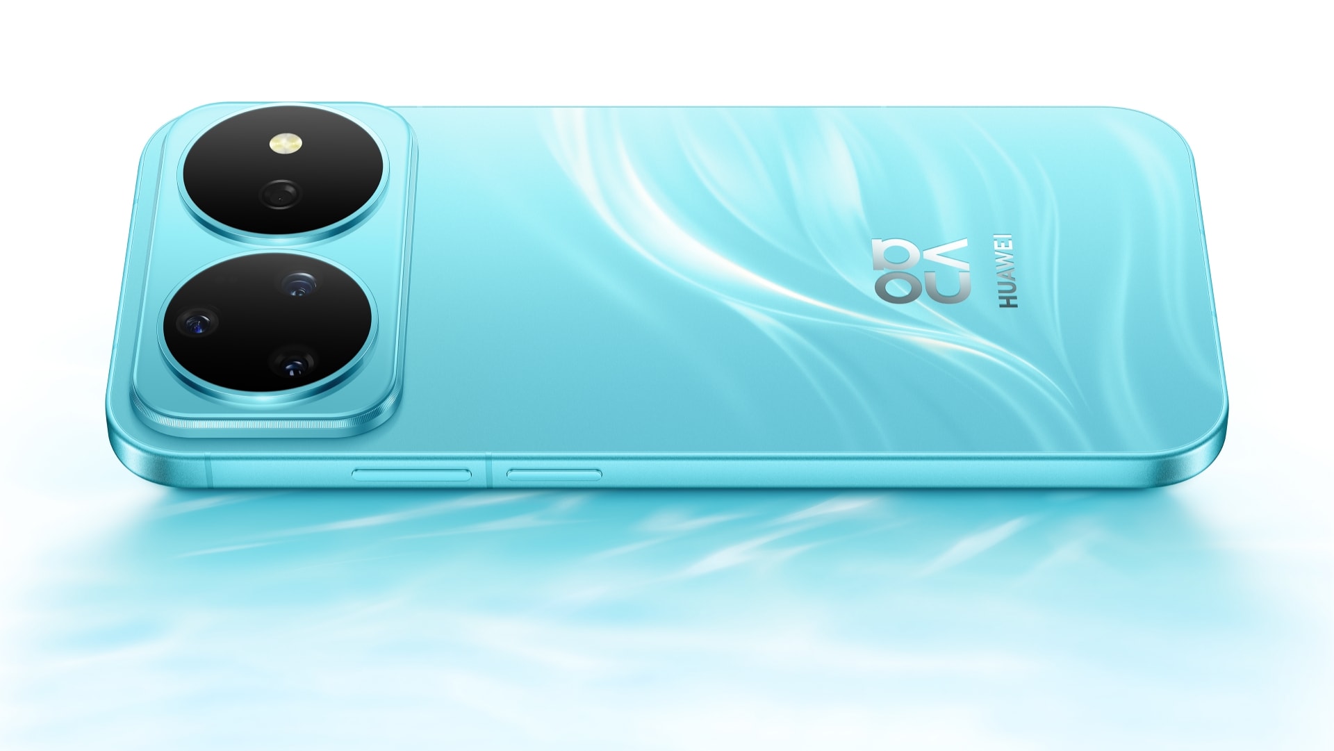 手机不同角度图，展示了 HUAWEI nova 16 Pro 的蓝色款外观细节