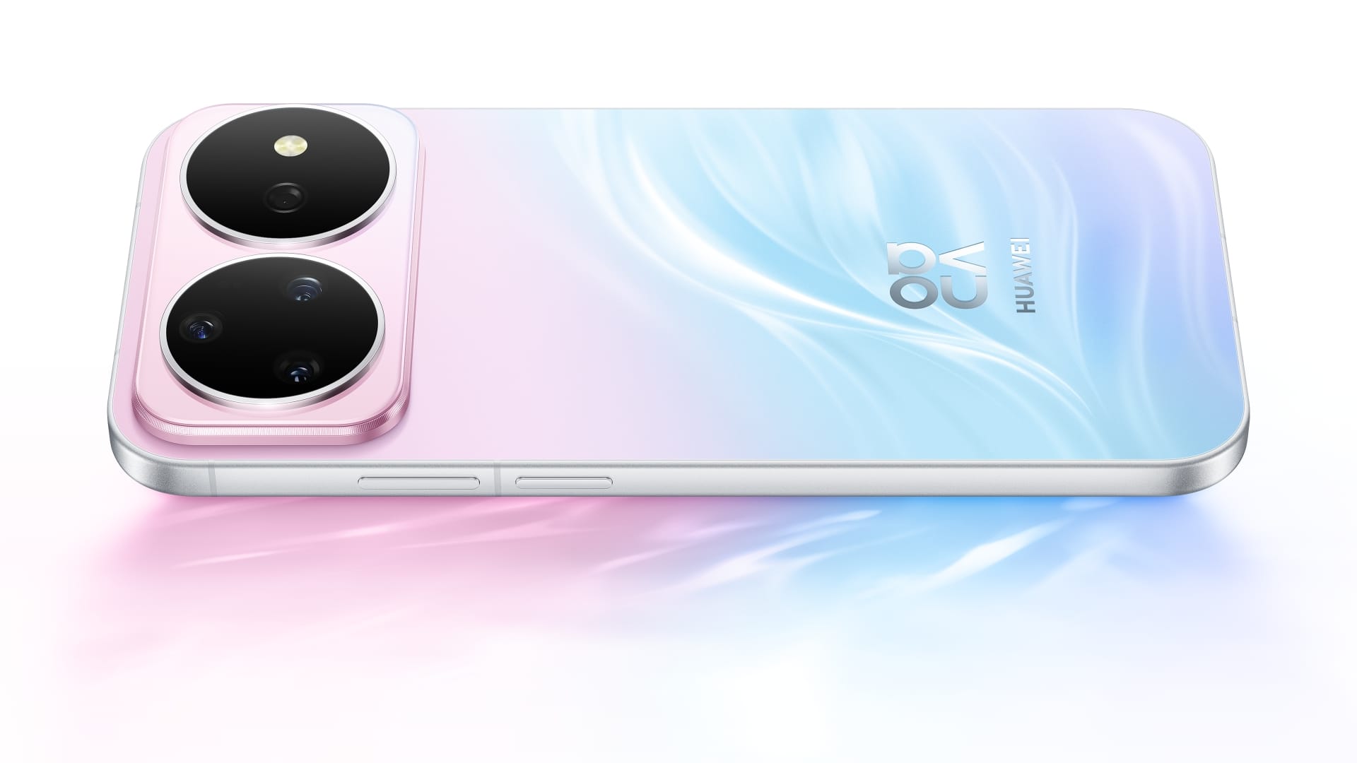 手机不同角度图，展示了 HUAWEI nova 16 Pro 的幻彩款外观细节