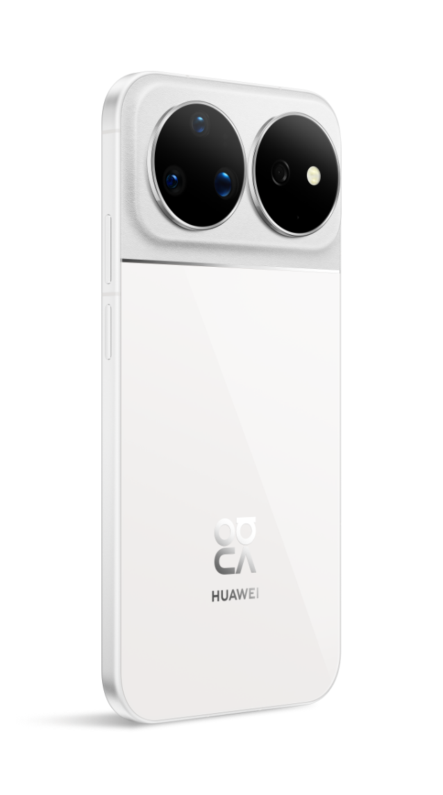 手机不同角度图，展示了 HUAWEI nova 16 Ultra 的白色款外观细节