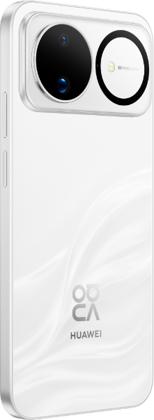 手机不同角度图，展示了 HUAWEI nova 16 的白色款外观细节