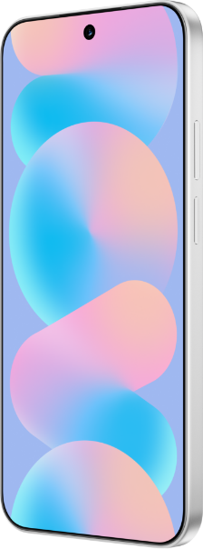 手机不同角度图，展示了 HUAWEI nova 16 的白色款外观细节