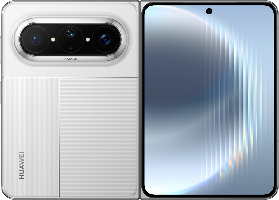 HUAWEI Pura X Max 手机展开背面，展示零度白