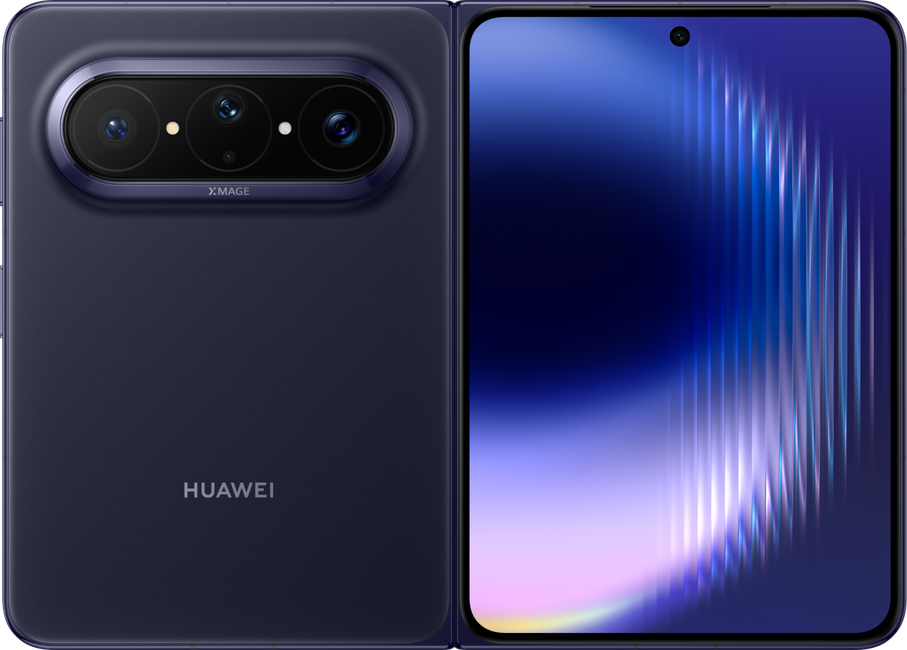 HUAWEI Pura X Max 手机展开背面，展示幻夜黑