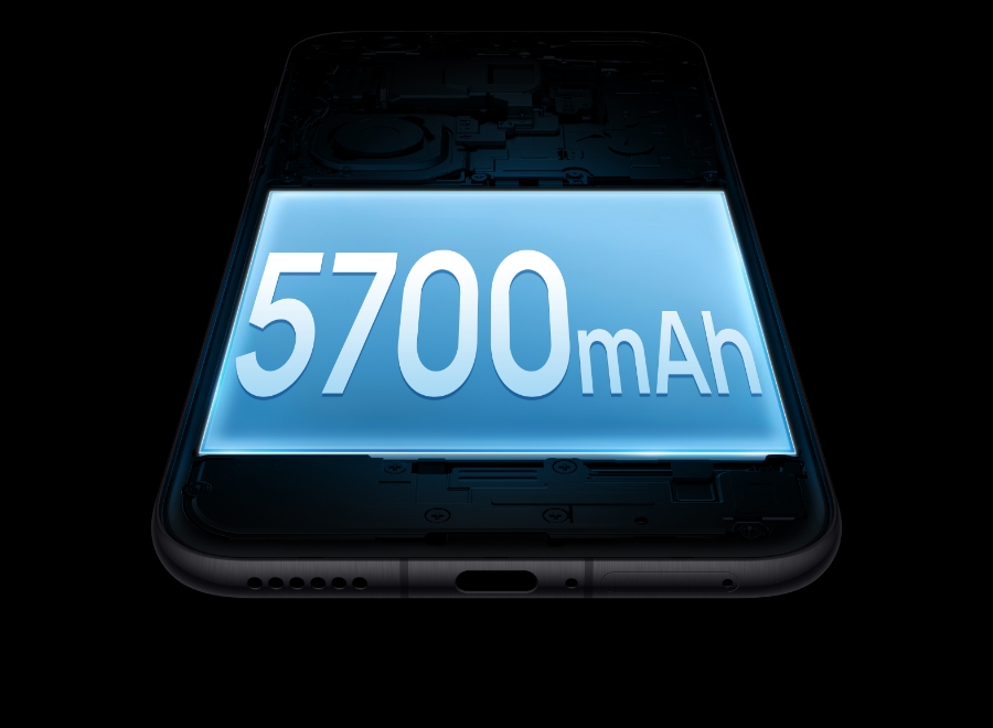 HUAWEI Pura 80 Pro mobile phone battery structure diagram, showing super large battery and super fast charging