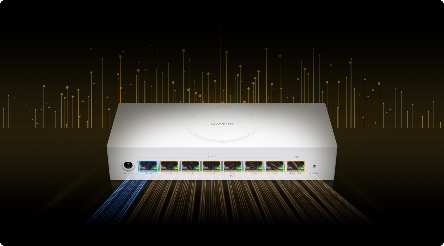 华为凌霄子母路由 Q7 网线版 超薄款的网口示意图，展示了凌霄高速组网