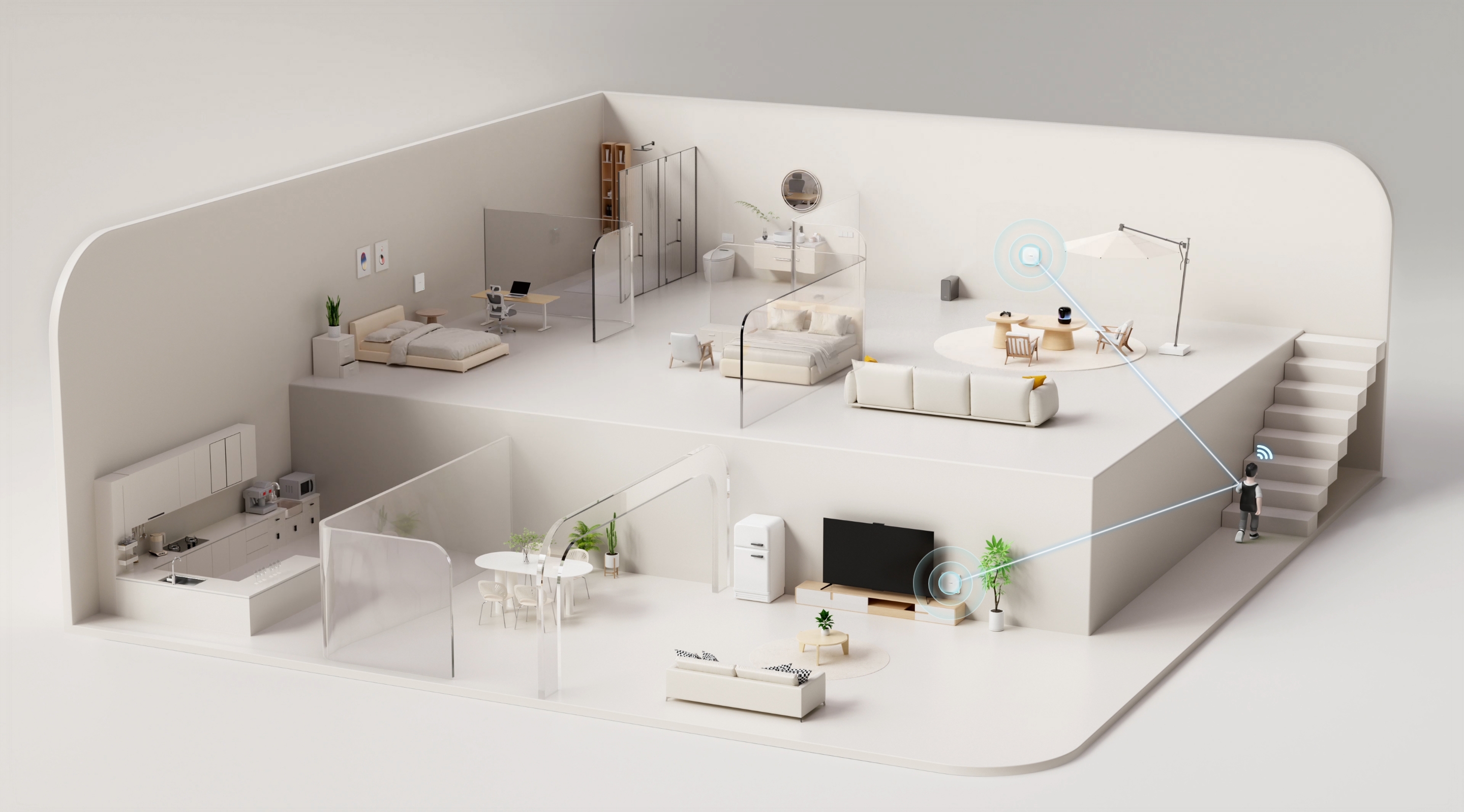 华为凌霄子母路由 Q7 网线版 超薄款的网口示意图，展示了凌霄高速组网