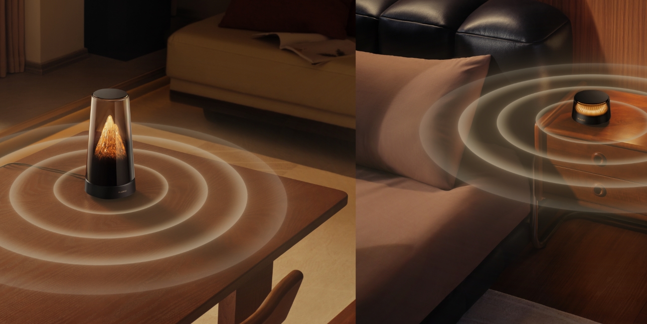 华为路由器 X3 Pro 母路由置于房间桌面和床头柜上，展示其信号覆盖力