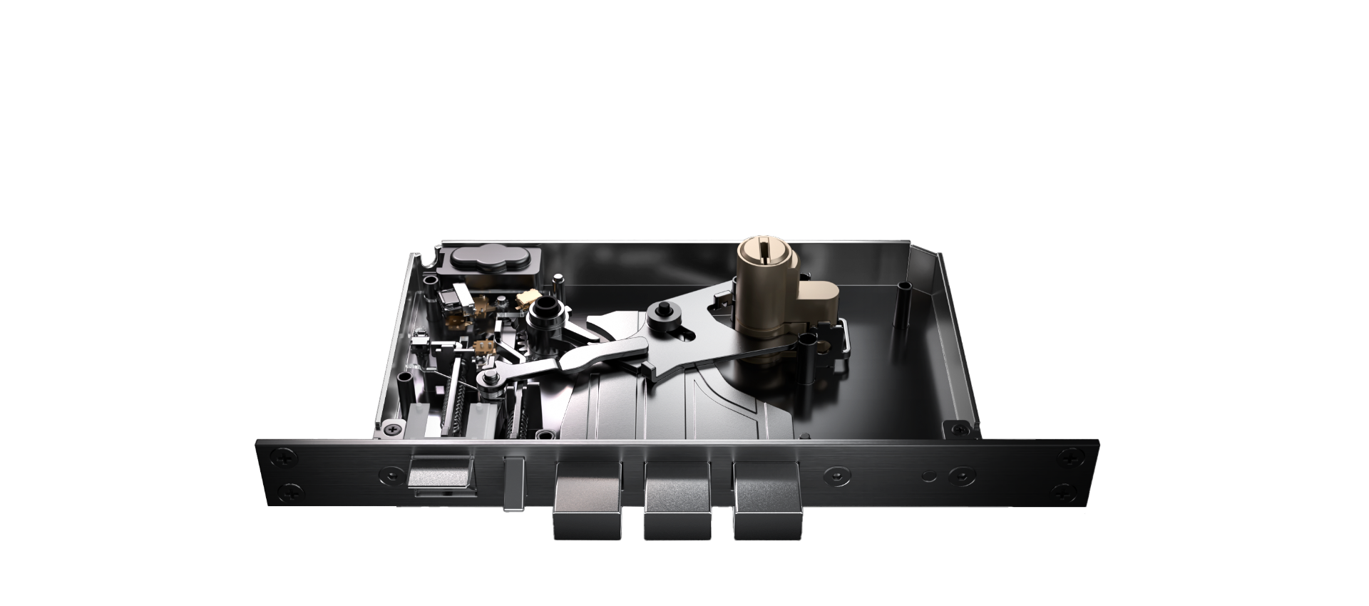 华为智能门锁 X1 产品透视图，展示直插式 C 级锁芯设计