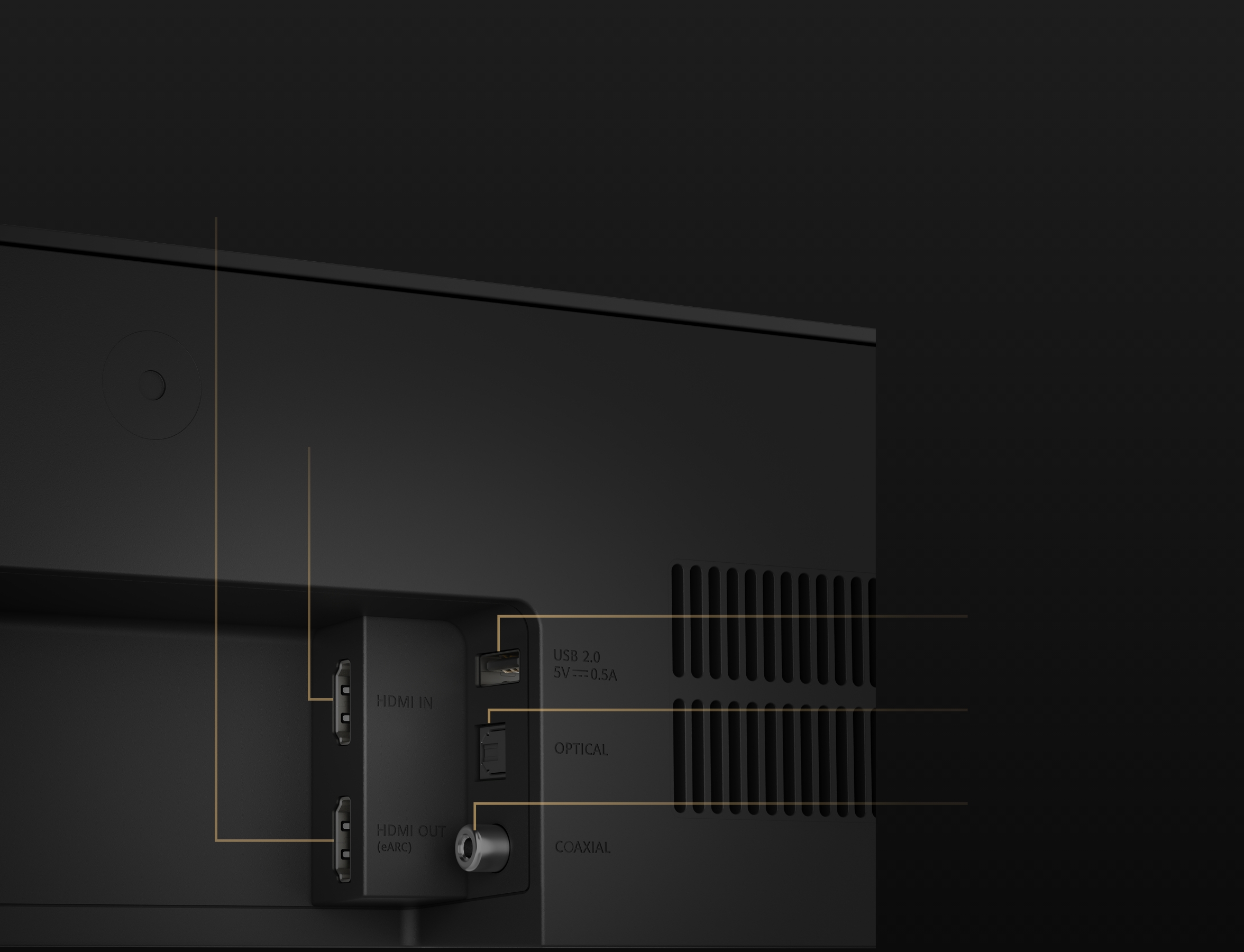 华为悦彰家庭影院的产品外观和接口展示