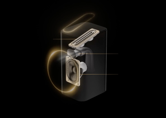 华为悦彰家庭影院内部结构图,展示了16个扬声器的布局