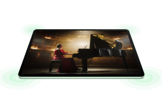 HUAWEI MatePad 11.5 S 角度图，展示了扬声器相关功能