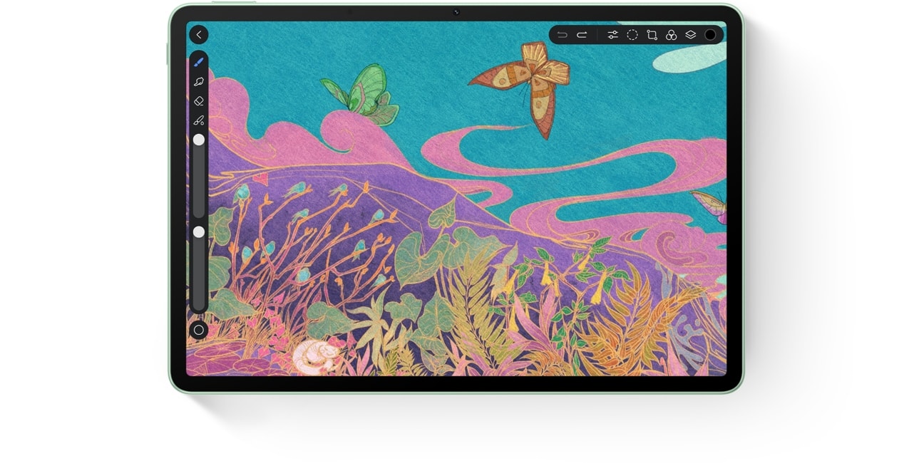 HUAWEI MatePad 11.5 S 天生会画界面图，展示了平板与天生会画、手写笔搭配使用的便捷效果