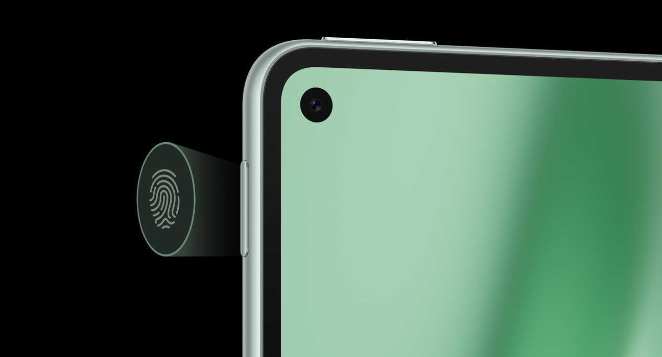 HUAWEI MatePad Mini 局部图与指纹按键，展现了指纹解锁功能