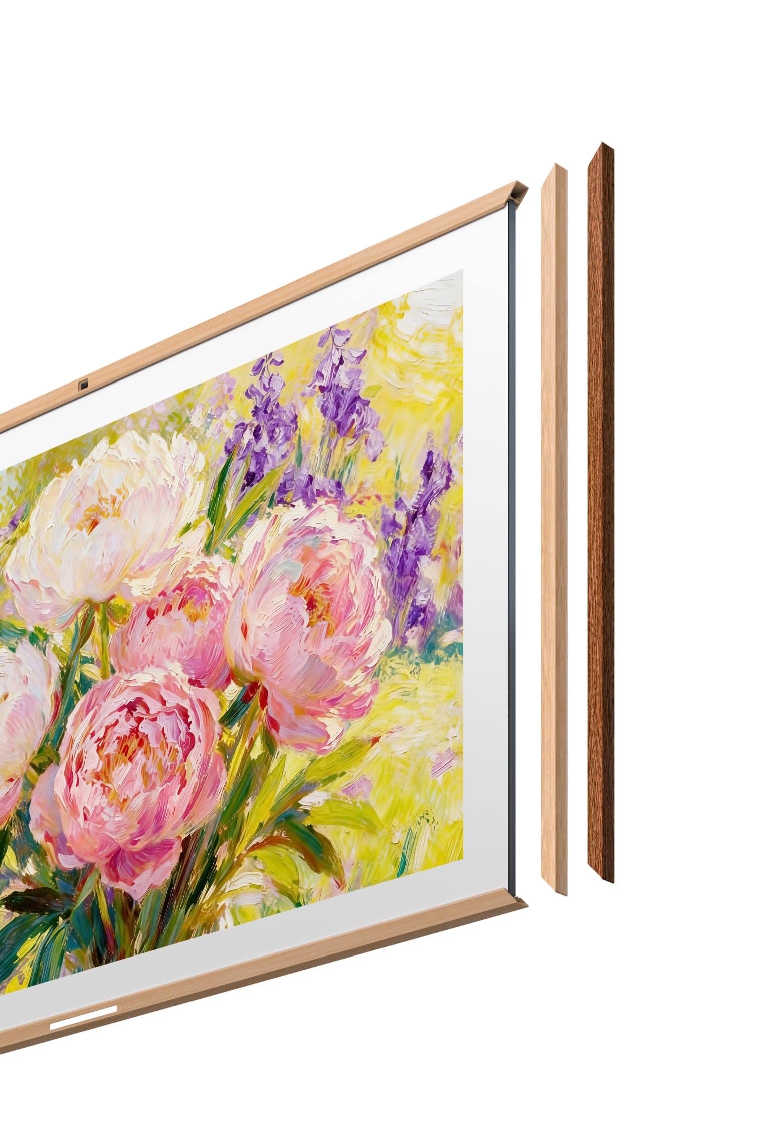 华为 Vision 智慧屏 6 艺术画框的细节展示图，展示了华为 Vision 智慧屏 6 艺术画框的细节效果
