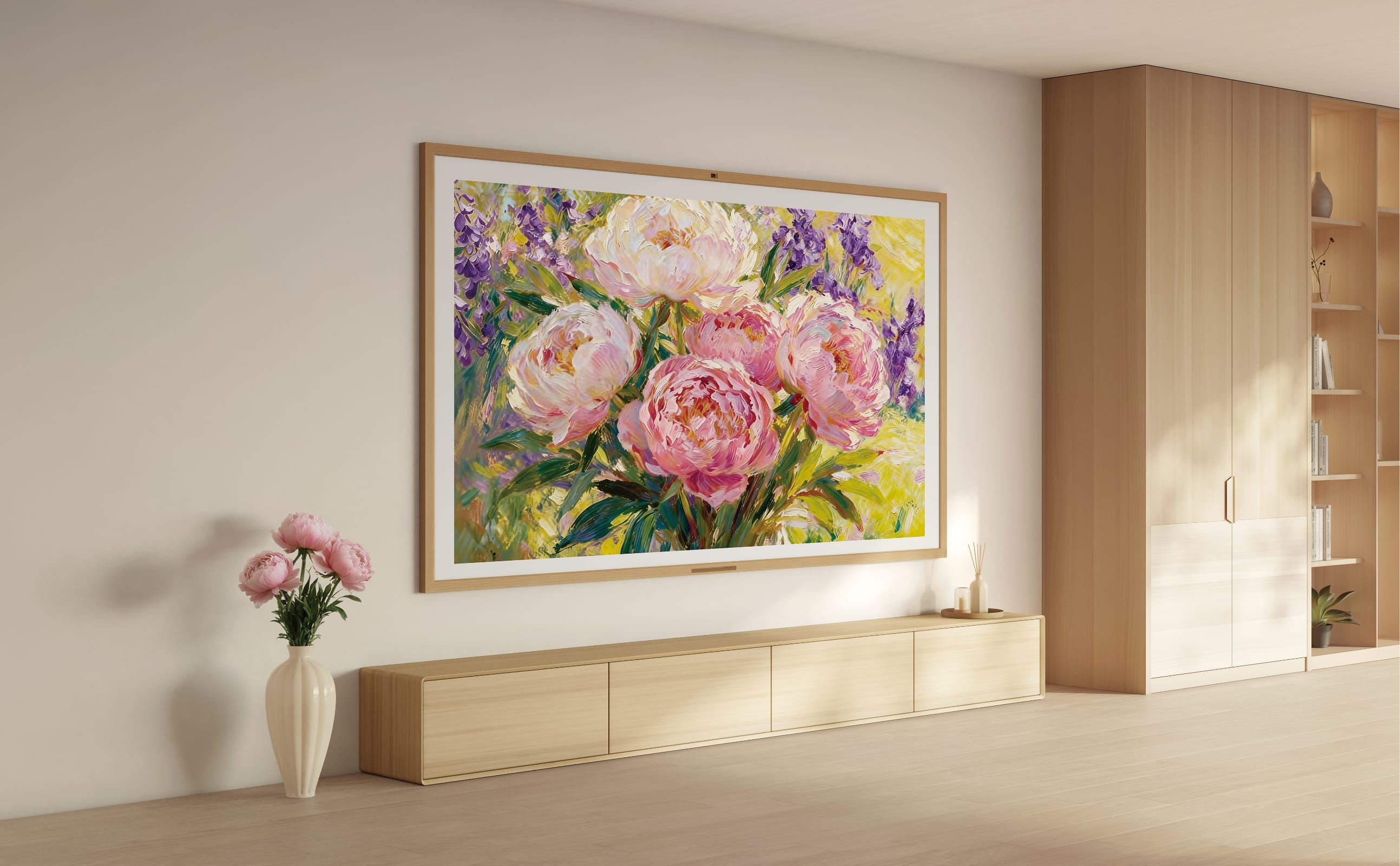 华为 Vision 智慧屏 6 艺术画框的展示图，展示了华为 Vision 智慧屏 6 艺术画框的效果