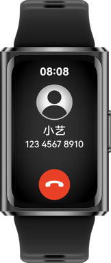 华为手机界面和手环正面，展示了华为手环 11 Pro 的腕上来电功能