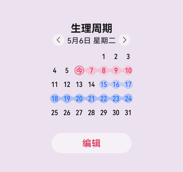 展示了华为手环 11 的女性健康管理功能