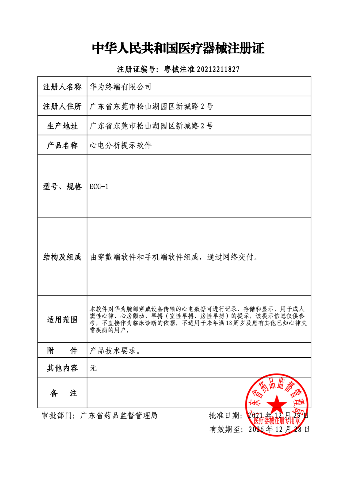 HUAWEI WATCH 4 Pro 太空探索医疗器械注册