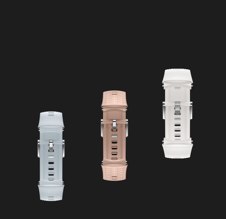 HUAWEI WATCH 5 的表带图，展示手表可搭配多种不同材质、不同颜色的表带