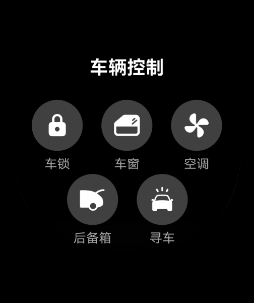 HUAWEI WATCH 5 的车辆控制显示界面，展示了智慧控制车辆的功能